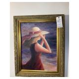 FRAMED OIL ON CANVAS BY LINDA JAMES. 23.5 IN X 19.