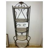 DECORATIVE 5 TIER SHELF, METAL FRAME WITH FAUX MAR