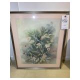 FRAMED AND MATTED WATERCOLOR BY LINDA JAMES. 21 IN