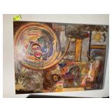 ABSTRACT ACRYLIC ON CANVAS, BY LINLDA JAMES, 48 IN
