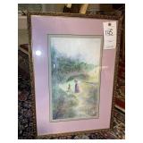 FRAMED AND MATTED WATERCOLOR BY LINDA JAMES. 16 IN
