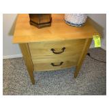 TWO DRAWER WOODEN NIGHT STAND, 27 IN X 19 IN X 29.