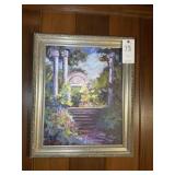 FRAMED OIL ON CANVAS BY LINDA JAMES, ROMAN RUINS.