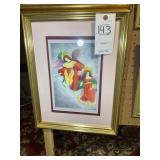 FRAMED AND MATTED WATERCOLOR BY LINDA JAMES. 13.5