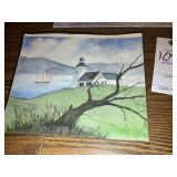 ART WORK BY LINDA JAMES, WATER COLOR LIGHT HOUSE 8