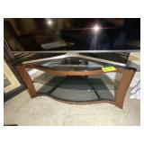 GLASS TOP TV STAND, 48 IN X 21 IN X 22 IN
