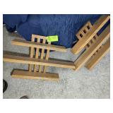 PAIR OF WOODEN WALL SHELVES, 28.5 IN X 19 IN