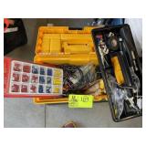 OMEGA 16IN TOOL BOX WITH MISC TOOLS AND A VOLT MET