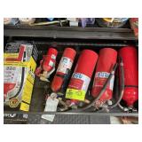 GROUP OF FIRE EXTINGUISHERS, MOST APPEAR TO BE FUL