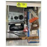 TWO STORAGE DRAWERS WITH ASSORTED TOOLS, TAP AND D