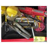 TOTE WITH GREASE GUNS, HANGERS AND ROPE