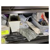 CONTENTS OF SHELF WITH WALL PLATES, PLUMBING PARTS