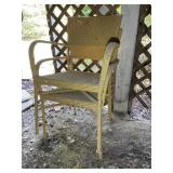PAIR OF YELLOW PLASTIC WICKER CHAIRS