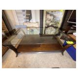GLASS TOP COFFEE TABLE, 48 IN X 25 IN X 19 IN, TO
