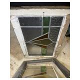 PAIR OF STAINED GLASS WINDOWS, ONE WITH DAMAGE. 16