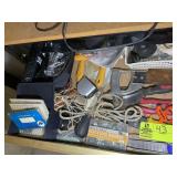 GROUP OF ASSORTED HAND TOOLS, SAWS, CROWBAR ETC