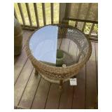 PLASTIC WICKER SIDE TABLE  24INX21IN