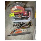 GROUP OF ASSORTED HAND TOOLS PIPE WRENCH AND FISH