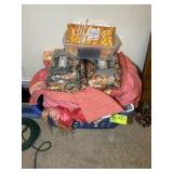 GROUP OF BLANKETS, CURTAINS, LINENS