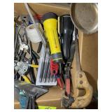 BOX CONTAINING ASSORTED HAND TOOLS, SCREW DRIVERS