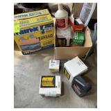 BOX OF ASSORTED FILTERS AND OIL AND WINDSHIELD WAS
