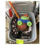 TOTE WITH MISC TOYS AND FIRE STICK