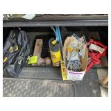 BOTTOM SHELF WITH TRAILER HITCH, TIRE CHAINS AND C