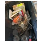 TOTE WITH BOOKS, AND MISC HOME Dï¿½COR, GARAGE