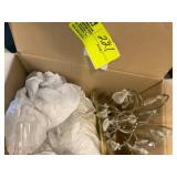 BOX WITH LAMPS, PLATTERS, GLOBES, GARAGE