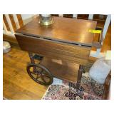 WOODEN TEA CART, WITH DROP LEAVES, 31 IN X 19 IN X