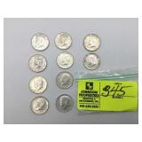10 1964 KENNEDY HALF DOLLARS