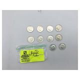 10 1964 KENNEDY HALF DOLLARS