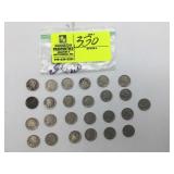 25 BUFFALO NICKELS, VARIOUS YEARS