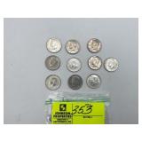 5 1965 KENNEDY HALF DOLLARS AND 5 1971 KENNEDY HAL