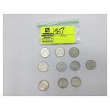 10 1965 KENNEDY HALF DOLLARS