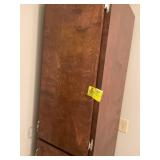 TWO DOOR WOODEN STORAGE CABINET, 18 IN X 22 IN X 8