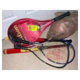 GROUP OF SPORTS EQUIPMENT, TENNIS RACKETS, BASKETB