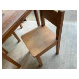 CHILDS TABLE 20 IN X 28 IN X 20 IN AND TWO CHAIRS,