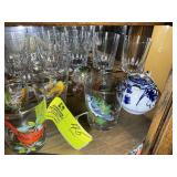SECOND SHELF OF CHINA CABINET, ASSORTED STEMMED GL