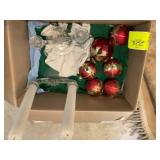 CANDLE STICKS AND CHRISTMAS ORNAMENTS, GARAGE