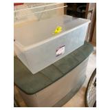 LARGE CLEAR TOTE AND OUTDOOR STORAGE BOX, GARAGE