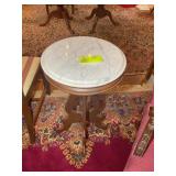 MARBLE TOP WOODEN SIDE TABLE, 16 IN DIAMETER X 29