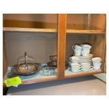 CABINET ABOVE FRIDGE INCLUDING SILVER PLATED SERVI