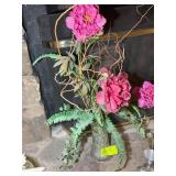 VASE WITH ARTIFICIAL FLOWERS, APPROX 36 IN TALL
