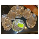 GROUP OF SILVER COLORED SERVING DISHES