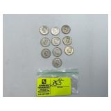 10 1968 KENNEDY HALF DOLLARS