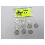 10 1964 KENNEDY HALF DOLLARS