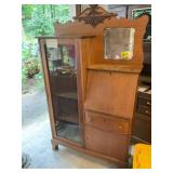 ANTIQUE LARKIN OAK SECRETARY CURIE, 38 IN X 12 IN