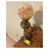 ELECTRIFIED OIL LAMP STYLE LAMP, 28 IN TALL, 2ND F