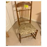 UPHOLSTERED SEAT SPINDLE BACK ROCKING CHAIR, 18 IN